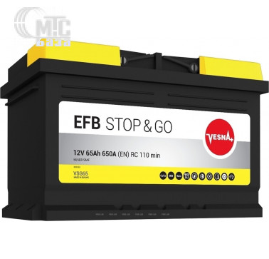 Аккумулятор Vesna  EFB Stop&Go [313065] 6СТ- 65 Ач R EN680 А 278x175x190 мм